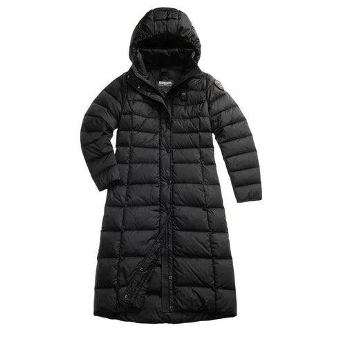 Piumino Donna Anita lungo, con cappuccio e patch logo glitter sulla manica
